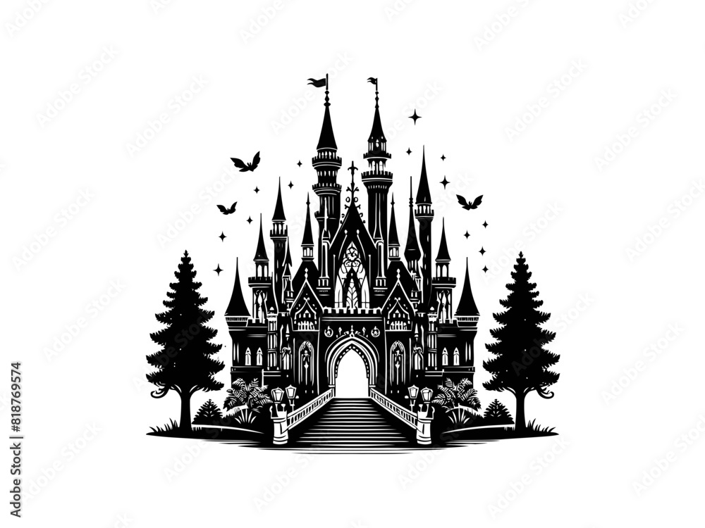 Obraz premium Fairytale Wonder: Captivating Princess Castle Vector for Enchanting and Whimsical Art