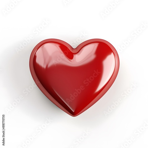 3D red heart isolated on white background. Generative AI.