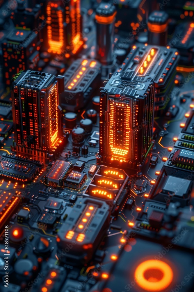 Obraz premium A close up view of a city at night