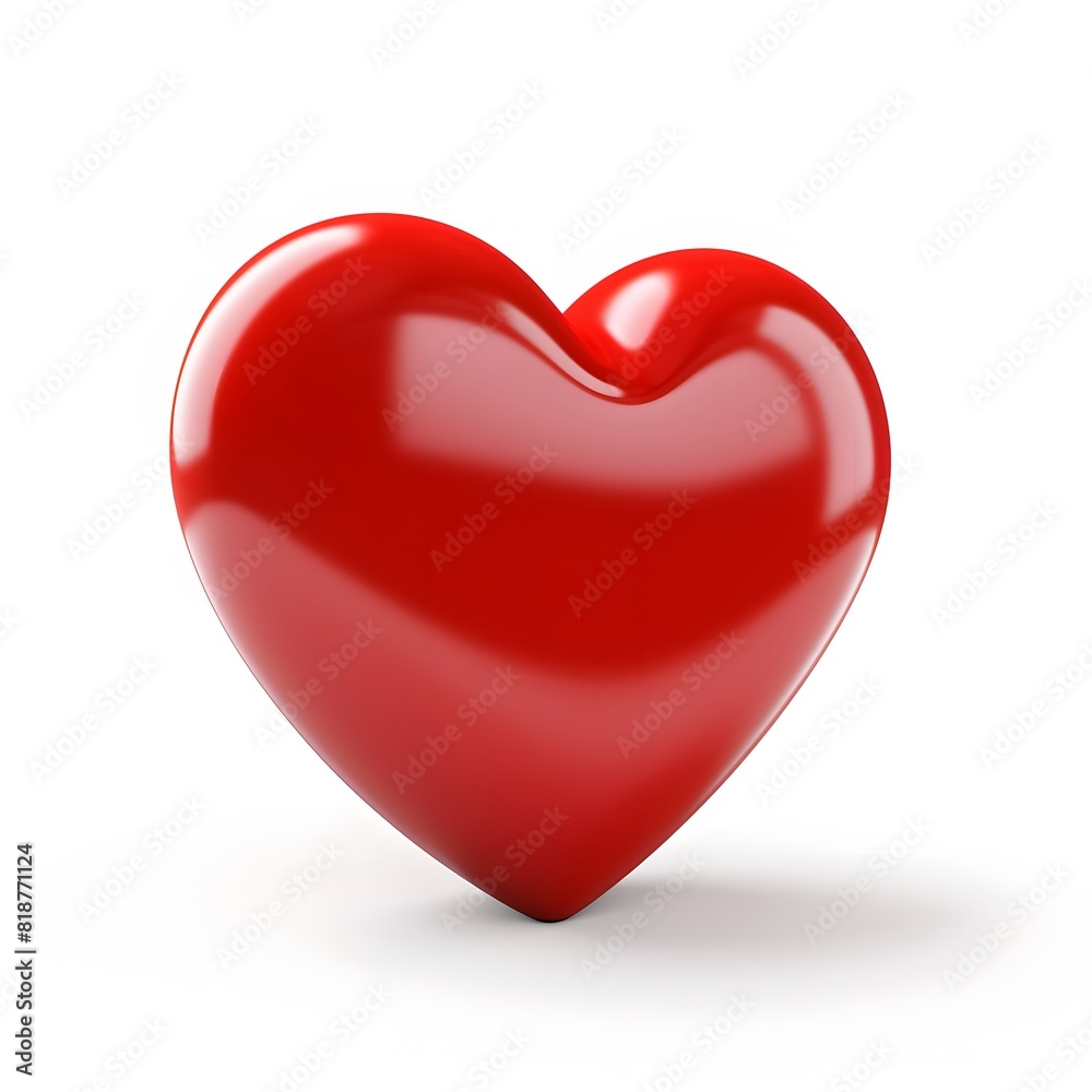 3D red heart isolated on white background. Generative AI. 3D red heart isolated on white background. Generative AI.