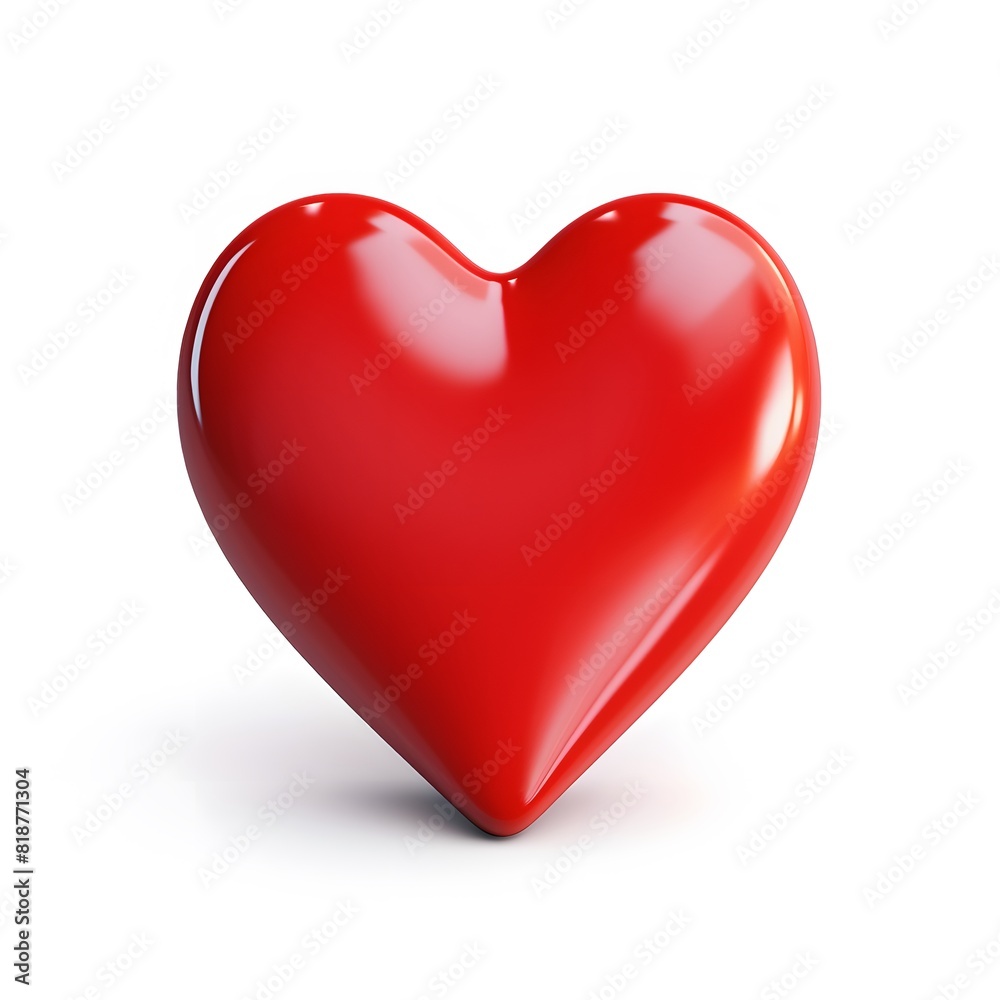 3D red heart isolated on white background. Generative AI.