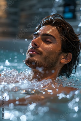 Man swimming in pool of water
