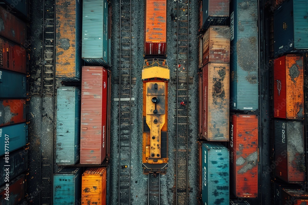 Railroad Yard Aerial View Aerial shot of a vast railroad yard, emphasizing the scale and complexity of rail operations Railroad Yard Aerial View Aerial shot of a vast railroad yard, emphasizing the scale and complexity of rail operations