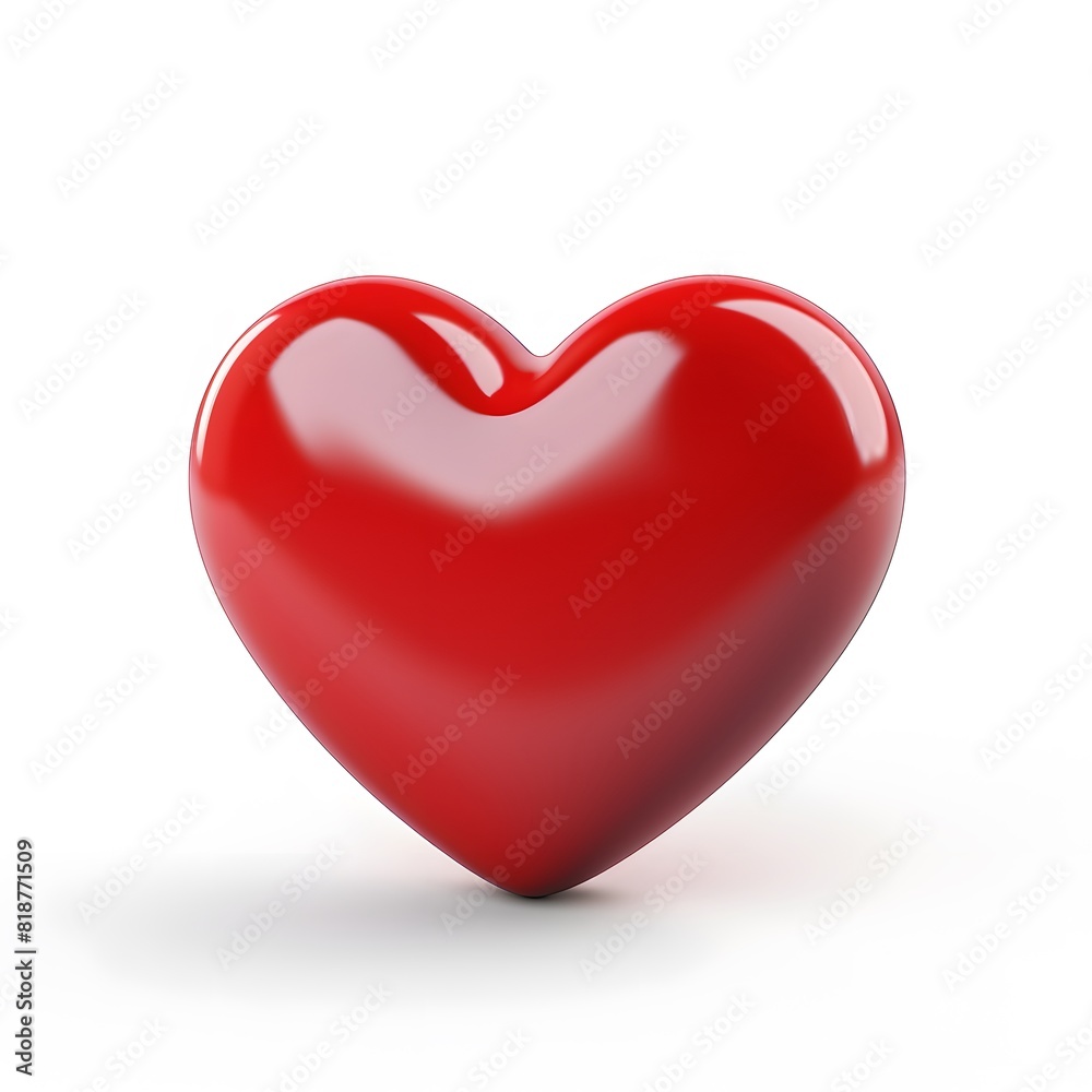 3D red heart isolated on white background. Generative AI.