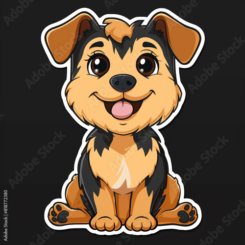 Adorable Cartoon Toy Fox Terrier Dog Sticker with a Cheerful Smile for Creative Fun