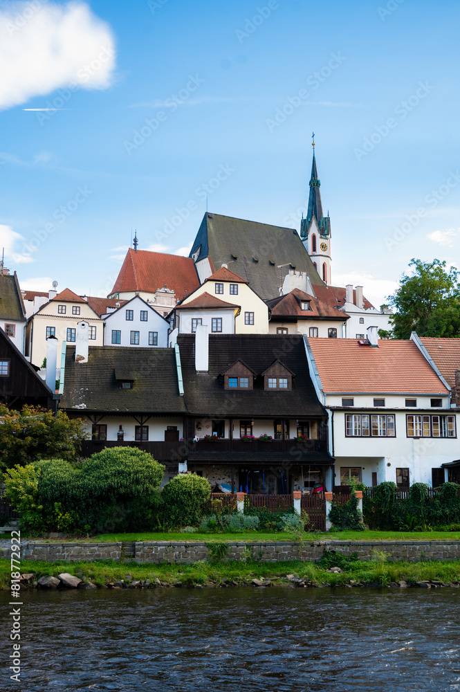 Naklejka premium View of historical centre of Cesky Krumlov town , Czech Republic. View of old town 
