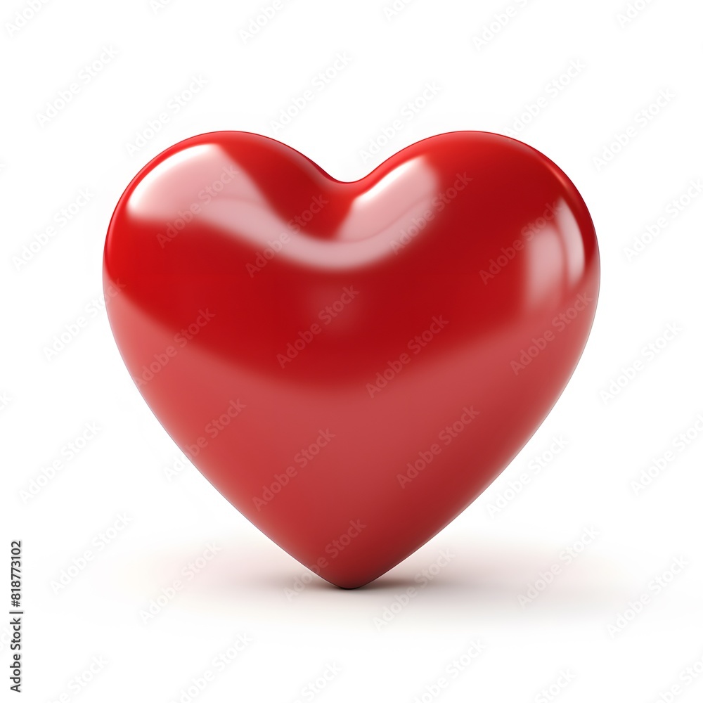 3D red heart isolated on white background. Generative AI.