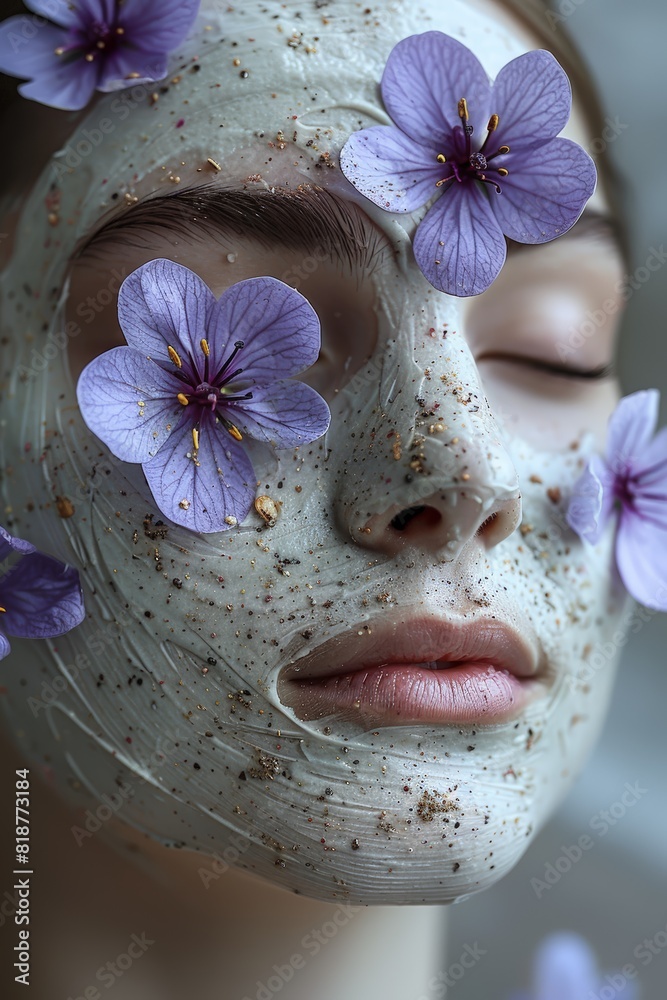 Naklejka premium Woman adorned with purple flowers