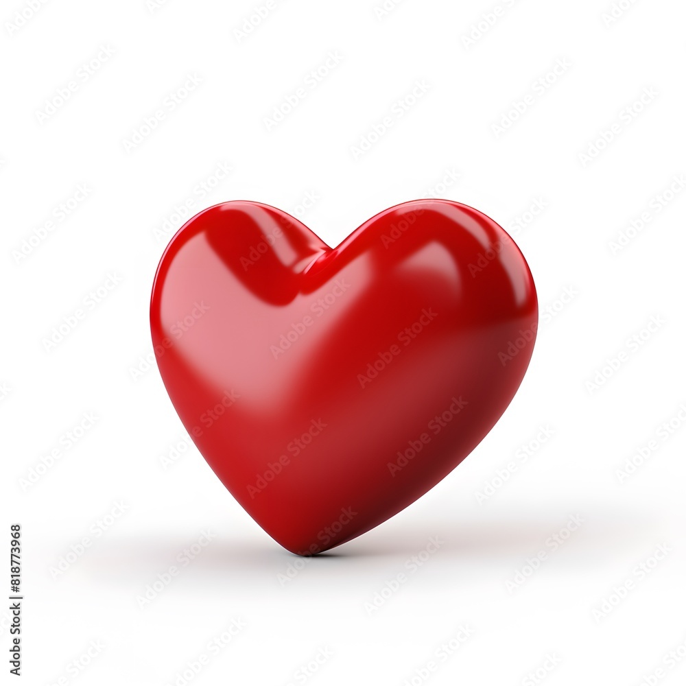 3D red heart isolated on white background. Generative AI.