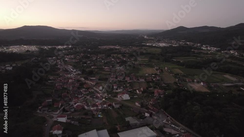 aerial shot of the Padron city Land Scape Carme Convent CARMELITAS  Santiago Corunha photo