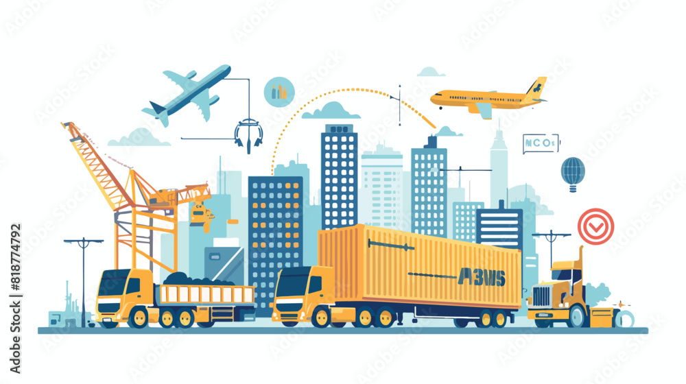 Supply chain management and logistics concept. Global