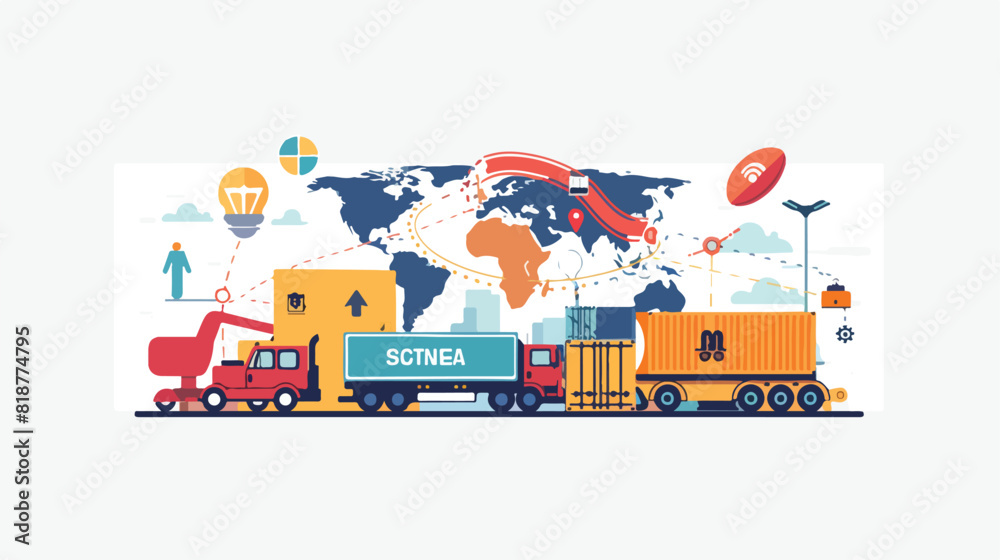 Supply chain management and logistics concept. Global