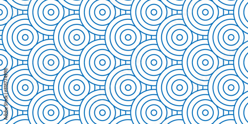  Overlapping Pattern Minimal diamond geometric waves spiral and abstract circle wave line. blue color seamless tile stripe geometric create retro square line backdrop pattern background.