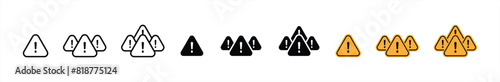caution warning icon set. danger, alert, exclamation mark symbol sign attention collections. vector illustration