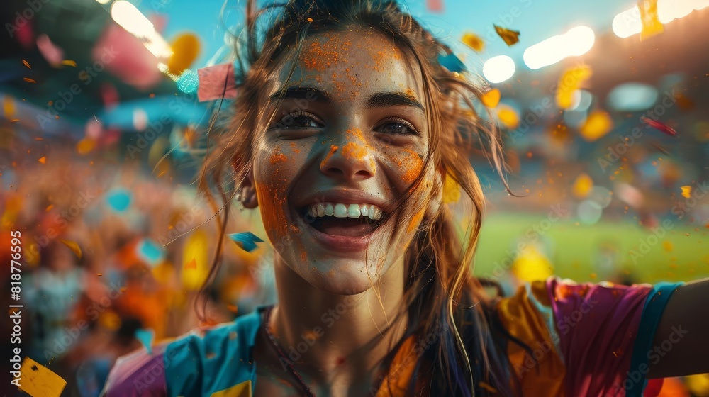 A sports fans reaction to an unexpected win at a game, emotion and surprise captured in the moment A sports fans reaction to an unexpected win at a game, emotion and surprise captured in the moment