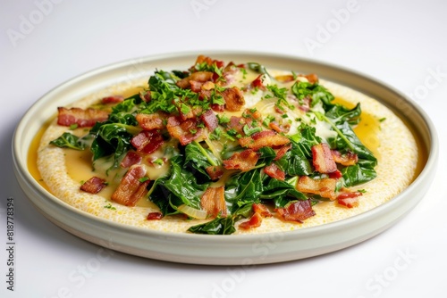 Wholesome Grits with Bacon and Collard Greens