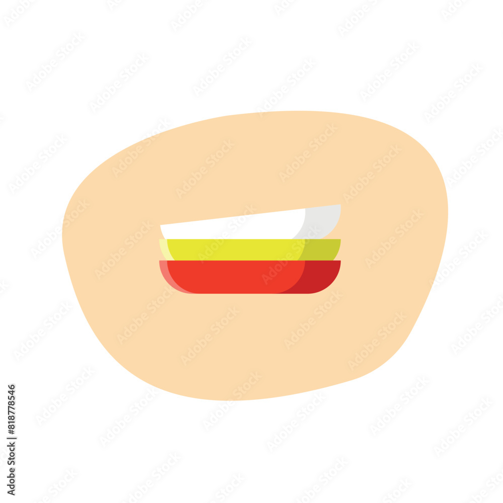 Multi-colored plates. Kitchen items. Flat style. Multi-colored plates. Kitchen items. Flat style.