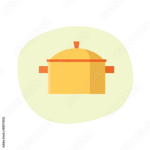 A saucepan with a lid. Kitchen preset. Flat style.