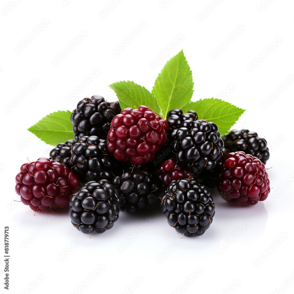Blackberries in a pile isolated on white background Blackberries in a pile isolated on white background