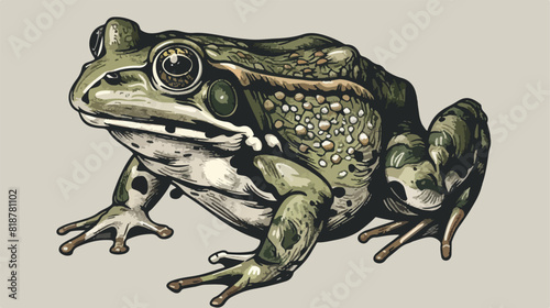 Big adult frog. Realistic green toad with bulging eye photo