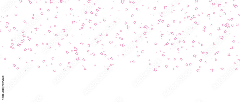 Pink stars flying on transparent background. Star confetti vector illustration.