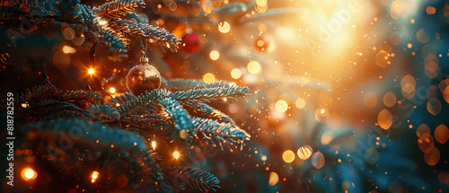 Christmas tree with Christmas decorations. Christmas holidays. Christmas theme