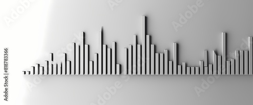 Simple and elegant depiction of a sudden spike in stock values  presented in a minimalist bar graph against a pristine white backdrop.