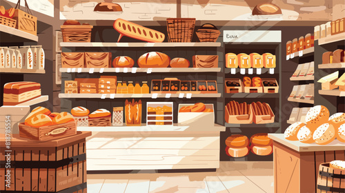 Bread department hand drawn colorful illustration sto photo