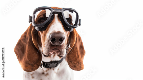 Basset Hound Wearing Goggles photo