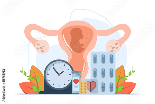 Concept of pregnancy checkup or pregnancy program. care for specialist Pregnancy medical consultation. Vector illustration for website landing page template in landscape mode.
