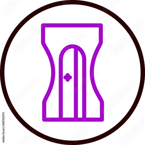 Pencil Sharpner Line Purple Circle Black Icon Design