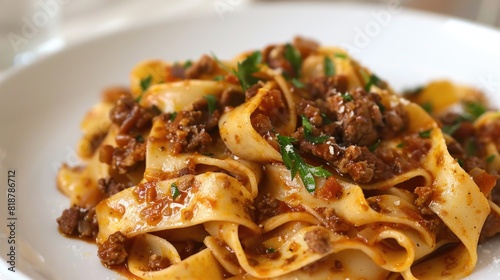  A delicious ready-to-eat dish, Pappardelle al cinghiale photo