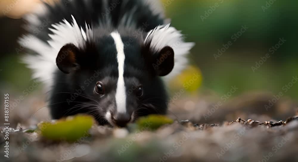 Skunks are animals with a characteristic black and white color that are often associated with their unusual defensive scent. Skunks are animals with a characteristic black and white color that are often associated with their unusual defensive scent.