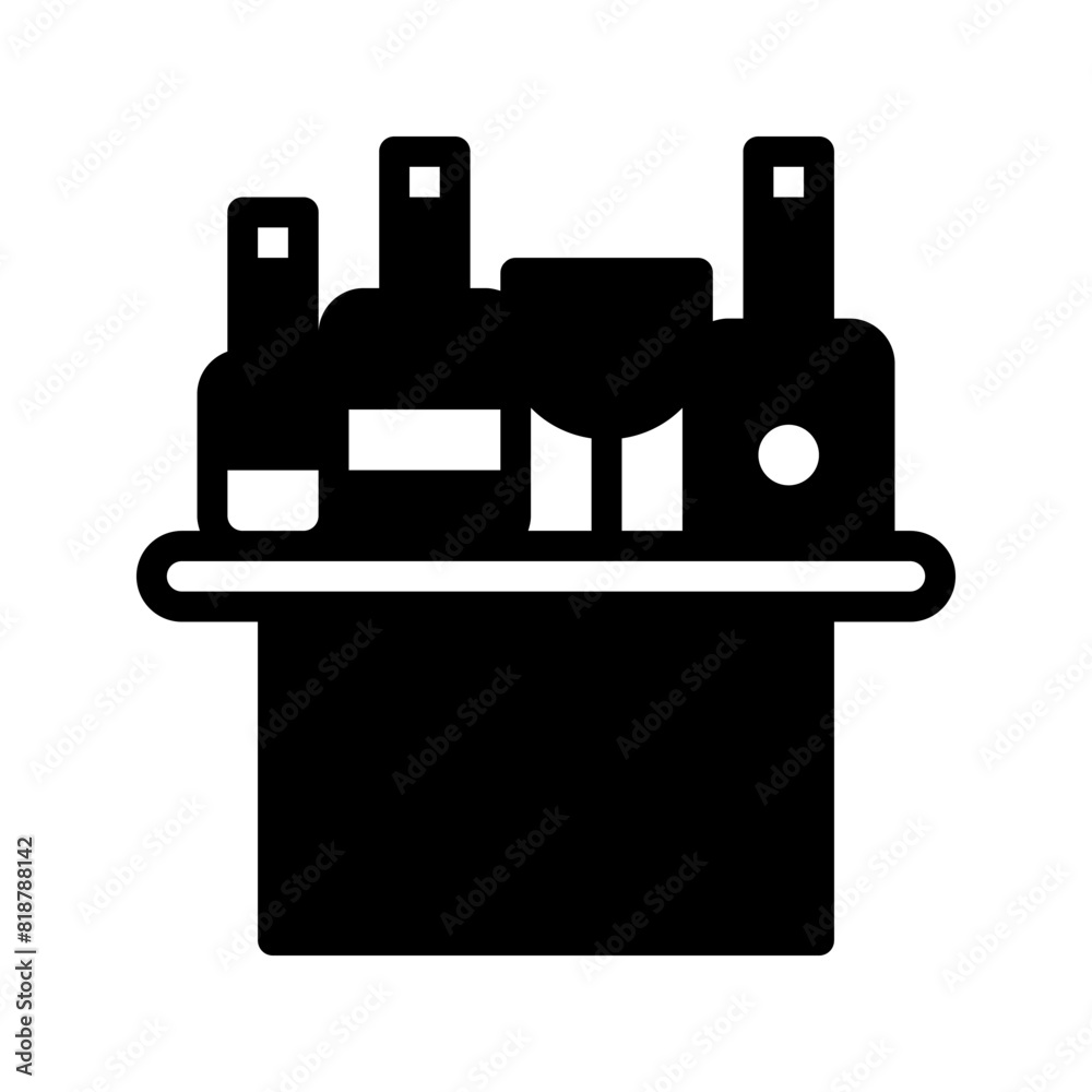 Minibar solid icon. drink table symbols icons graphic design. Vector illustration. Minibar solid icon. drink table symbols icons graphic design. Vector illustration.