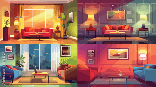 Four of various modern interior design of living room