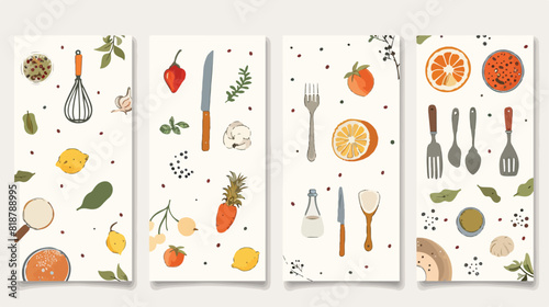 Four of vertical card templates for making notes abou photo