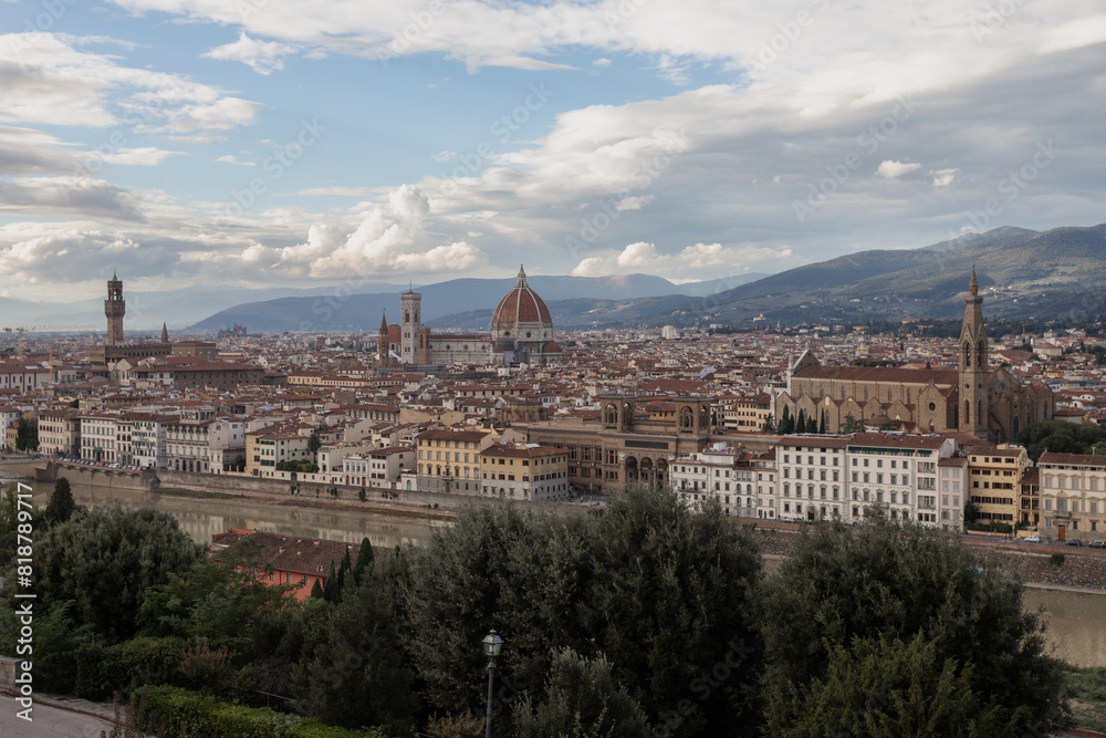 Fototapeta premium Aerial view of Florence, Italy with beautiful buildings