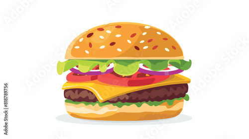 Burger fast food with meat cutlet vegetables filling