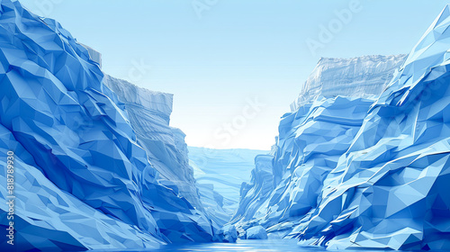 Blue icebergs in the ocean. 3d rendering. Computer digital drawing. photo