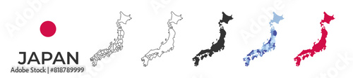 Map of Japan icons. Vector illustration