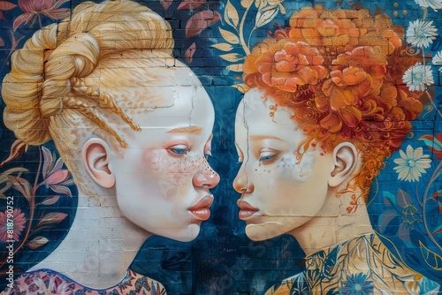 A community mural celebrating people with albinism