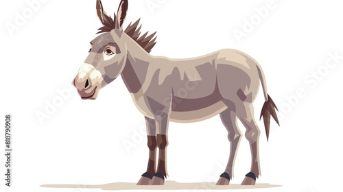 Amusing grey donkey ass or burro isolated on white background