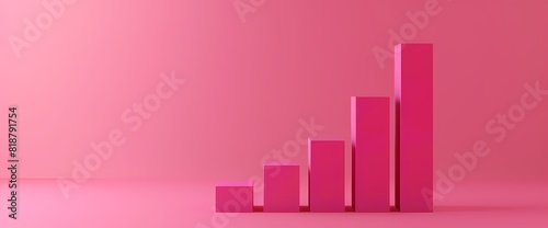 A clean and minimalist side view of a simple bar graph in bright pink color  showcasing data with simplicity and clarity  captured with HD quality.