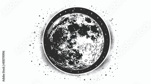 Full moon in outer space with lunar craters. Logo han