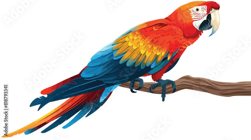 Ara Macaw sitting on branch. Large tropical parrot  © Fareeha