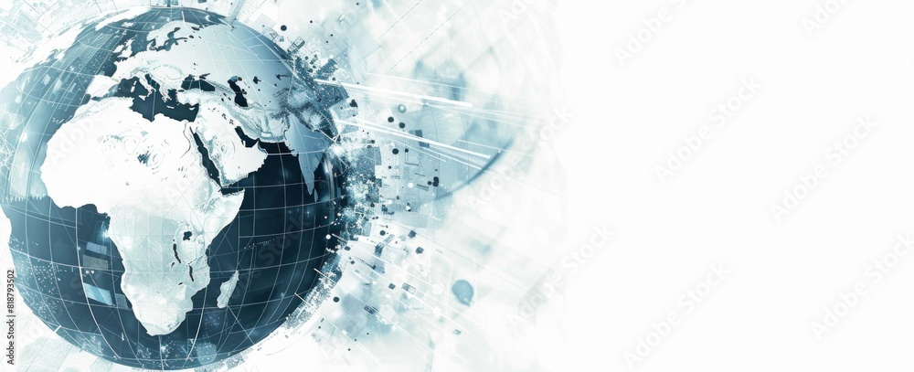 Abstract digital technology background with globe and map Abstract digital technology background with globe and map
