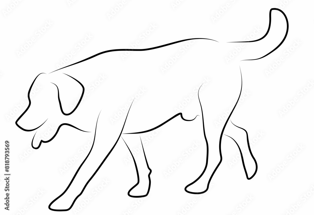 dog vector, line drawing side view illustration isolated on white background dog vector, line drawing side view illustration isolated on white background