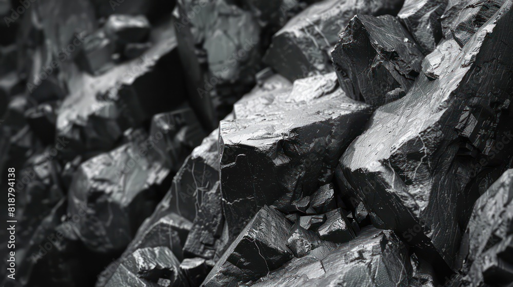 Detailed image showing the texture and patterns of a black crystalline or mineral-like structure with shiny surfaces