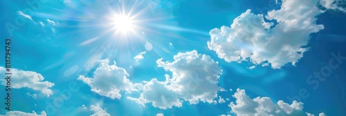 Daytime Sky with Bright Sunlight and Blue Summer Background