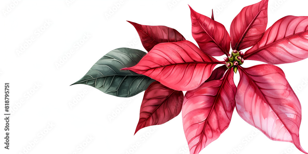 A poinsettia seen from above Isolated on white background 